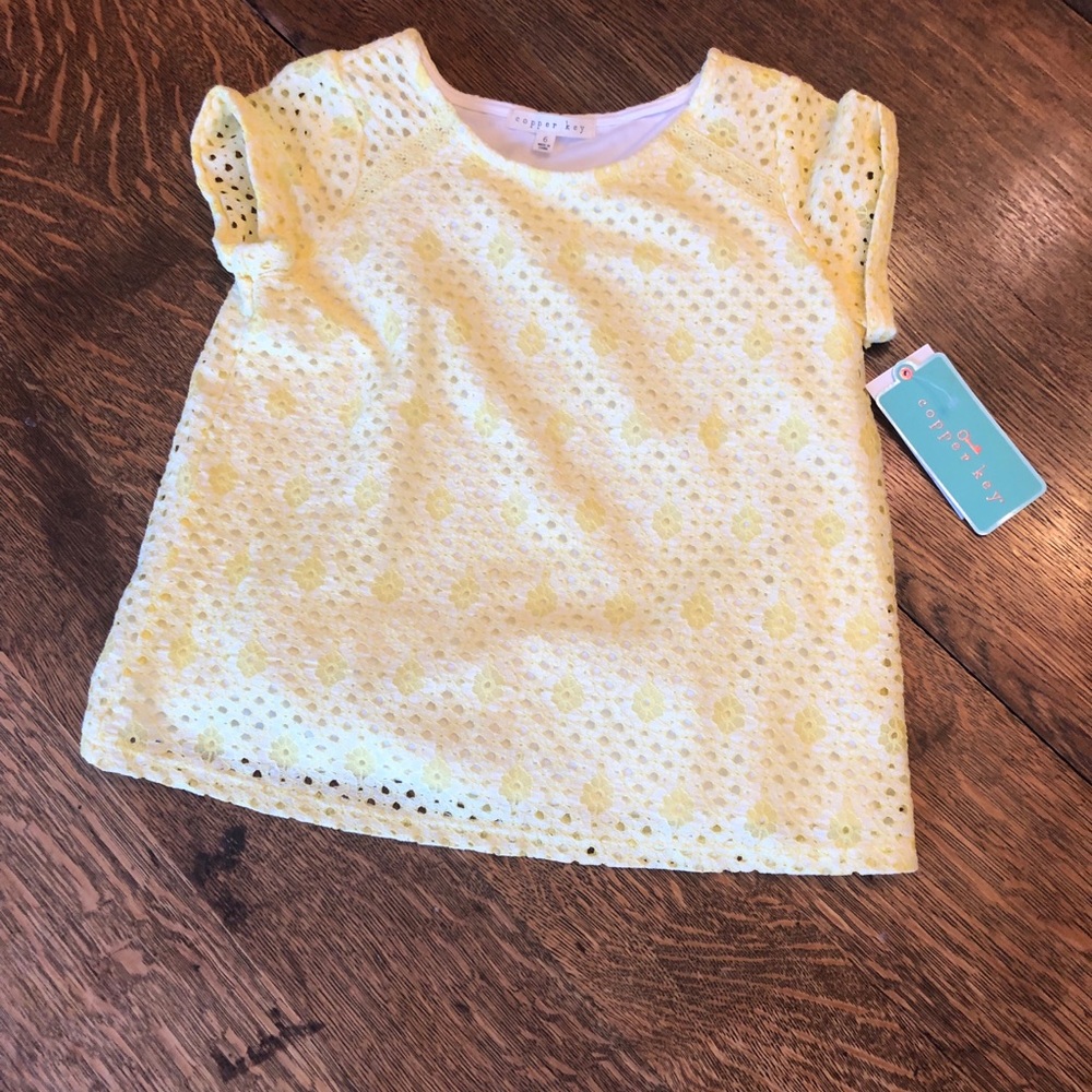 NWT Girls yellow eyelet shirt size 6